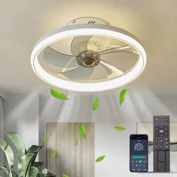 Потолочный вентилятор со светодиодной подсветкой и дистанционным управлением, Люстра 3 цветов с регулируемой яркостью, большие охлаждающие вентиляторы, реверсивные для домашнего освещения комнаты